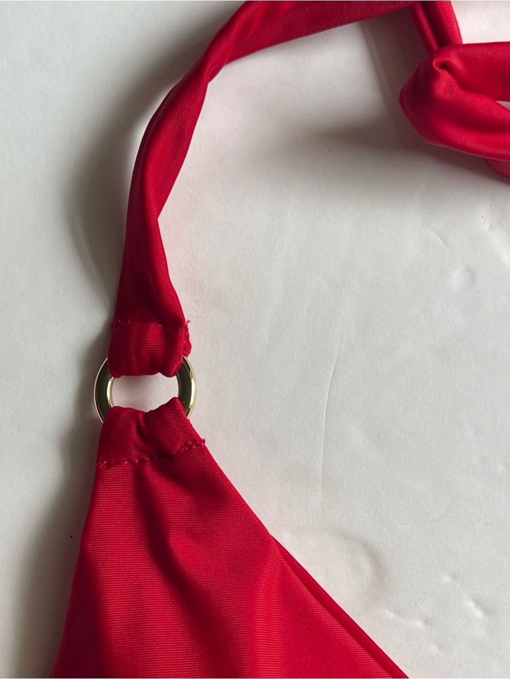Quince NWT Red Italian Full Coverage Ring Triangle Bikini Top - Picture 3 of 7